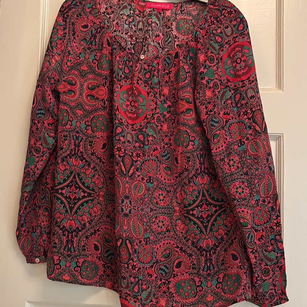 Antoine & Lili Silk Paisley Print Long Sleeve Blouse